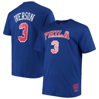 Men's NBA Philadelphia 76ers Allen Iverson 2022 Blue T-Shirts (2)