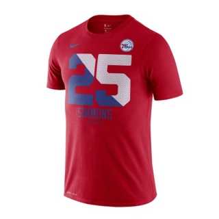 Men's NBA Philadelphia 76ers Ben Simmons 2022 Red T-Shirts (1)