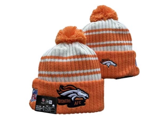 Wholesale NFL Denver Broncos New Era Orange 2022 Sideline Sport Cuffed Pom Knit Hat 3041