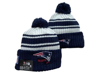 Wholesale NFL New England Patriots New Era Navy 2022 Sideline Sport Cuffed Pom Knit Hat 3044