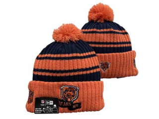 NFL Chicago Bears New Era Orange Navy 2022 Sideline Sport Cuffed Pom Knit Hat 3047
