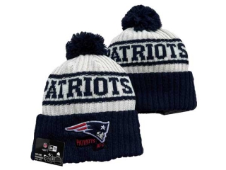NFL New England Patriots New Era Cream Navy 2022 Sideline Beanies Knit Hat 3047