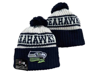 NFL Seattle Seahawks New Era Cream Navy 2022 Sideline Beanies Knit Hat 3046
