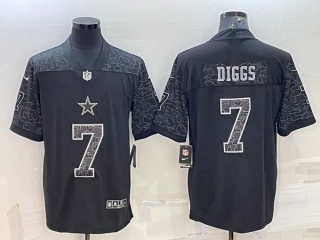 Men's Dallas Cowboys #7 Trevon Diggs Black Reflective Limited Stitched Football Jersey
