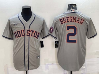 Men's Houston Astros #2 Alex Bregman Grey With Patch Stitched MLB Cool Base Nike Jersey