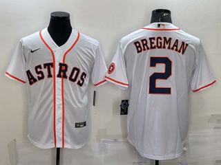 Men's Houston Astros #2 Alex Bregman White With Patch Stitched MLB Cool Base Nike Jersey