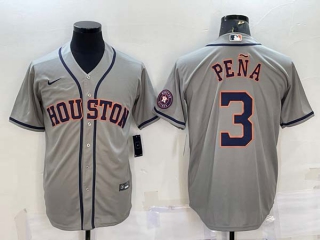 Men's Houston Astros #3 Jeremy Pena Grey With Patch Stitched MLB Cool Base Nike Jersey