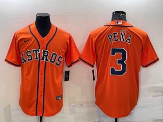 Men's Houston Astros #3 Jeremy Pena Orange Stitched MLB Cool Base Nike Jersey