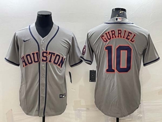 Men's Houston Astros #10 Yuli Gurriel Grey With Patch Stitched MLB Cool Base Nike Jersey