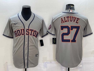 Men's Houston Astros #27 Jose Altuve Grey With Patch Stitched MLB Cool Base Nike Jersey