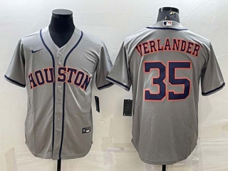 Men's Houston Astros #35 Justin Verlander Grey Stitched MLB Cool Base Nike Jersey