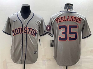 Men's Houston Astros #35 Justin Verlander Grey With Patch Stitched MLB Cool Base Nike Jersey