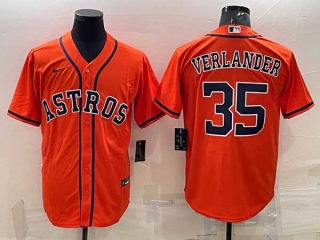 Men's Houston Astros #35 Justin Verlander Orange Stitched MLB Cool Base Nike Jersey