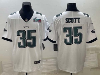 Men's Philadelphia Eagles #35 Boston Scott White Super Bowl LVII Patch Vapor Untouchable Limited Stitched Jersey