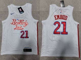 Men's NBA Philadelphia 76ers Joel Embiid 22-23 Nike White City Edition Jersey