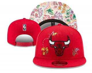 NBA Chicago Bulls Watercolor Floral Red New Era 9FIFTY Snapback Hat 3060