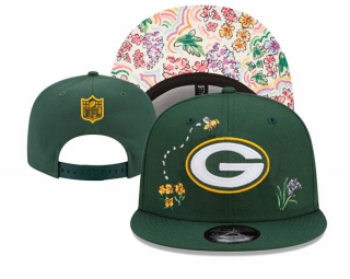 NFL Green Bay Packers Watercolor Floral Green New Era 9FIFTY Snapback Hat 3038