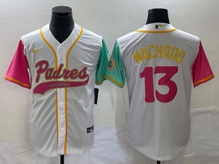 Men's San Diego Padres #13 Manny Machado White NEW 2023 City Connect Cool Base Stitched Jerseys