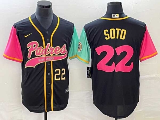 Men's San Diego Padres #22 Juan Soto Number Black NEW 2023 City Connect Cool Base Stitched Jersey