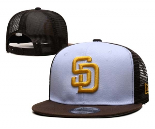 MLB San Diego Padres New Era White Brown Trucker Snapback Hat 2021
