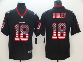 Men's Atlanta Falcons #18 Calvin Ridley Black Stitched NFL Limited Rush USA Flag Jersey