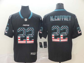 Men's Carolina Panthers #22 Christian McCaffrey Black Stitched NFL Limited Rush USA Flag Jersey