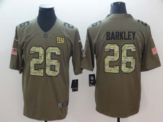 Men's New York Giants #26 Saquon Barkley Olive Camo 2022 Salute To Service Limited Stitched Jersey