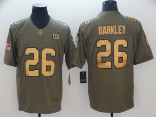 Men's New York Giants #26 Saquon Barkley Olive Gold 2022 Salute To Service Limited Stitched Jersey