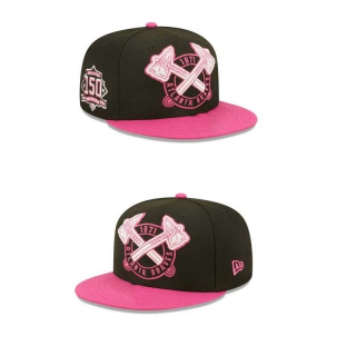 MLB Atlanta Braves New Era Black Pink 150th Anniversary 9FIFTY Snapback Hat 2046