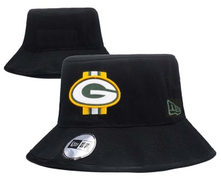 Wholesale NFL Green Bay Packers New Era Black Embroidered Bucket Hats 3007