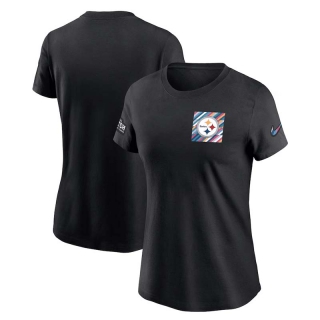 Women's Pittsburgh Steelers 2023 NFL Crucial Catch Sideline Tri-Blend Nike Black T-Shirt