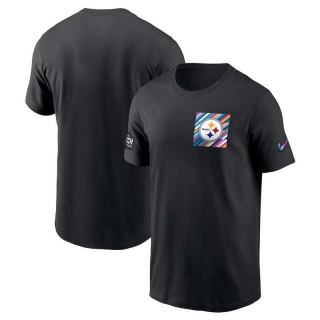 Men's Pittsburgh Steelers 2023 NFL Crucial Catch Sideline Tri-Blend Nike Black T-Shirt