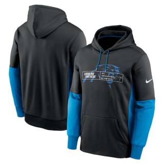 Men's NFL Carolina Panthers Nike Black Color Block Fleece Performance Pullover Hoodie