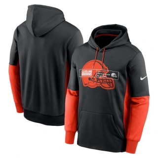 Men's NFL Cleveland Browns Nike Black Color Block Fleece Performance Pullover Hoodie