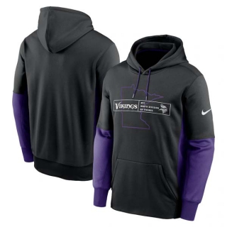 Men's NFL Minnesota Vikings Nike Black Color Block Fleece Performance Pullover Hoodie