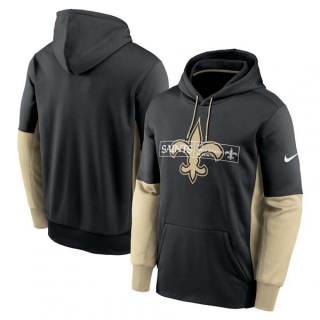 Men's NFL New Orleans Saints Nike Black Color Block Fleece Performance Pullover Hoodie