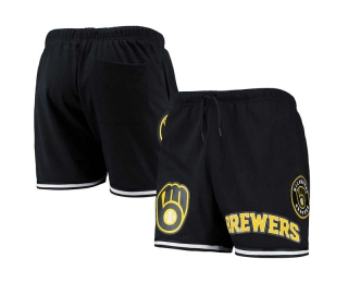 Men's MLB Milwaukee Brewers Pro Standard Navy Logo Mesh Shorts