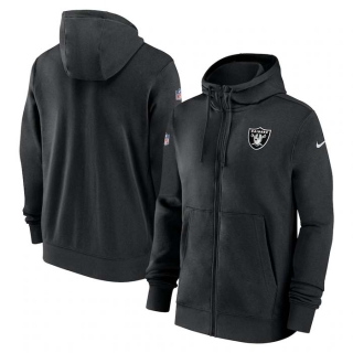 Men's NFL Las Vegas Raiders Nike Black Sideline Club Performance Full-Zip Hoodie