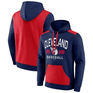 Men's MLB Cleveland Guardians Fanatics Branded Navy Red Chip In Team Pullover Hoodie
