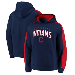 Men's MLB Cleveland Indians Navy Red Team Arch Pullover Hoodie