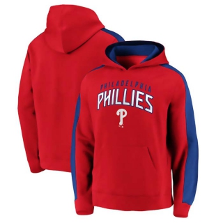 Men's MLB Philadelphia Phillies Red Royal Team Arch Pullover Hoodie