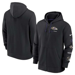 Men's NFL Baltimore Ravens Nike Black Surrey Full Zip Hoodie