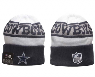 NFL Dallas Cowboys New Era White Navy 2023 Sideline Tech Cuffed Knit Hat 5026