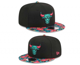 NBA Chicago Bulls New Era Black Dark Fantasy Neon Lotus Flower 9FIFTY Snapback Hat 2233