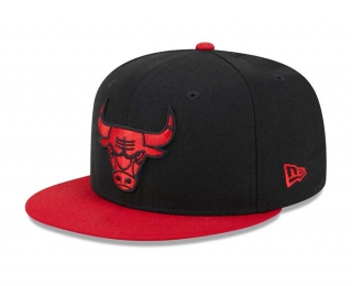 NBA Chicago Bulls New Era Black Red 9FIFTY Snapback Hat 2235