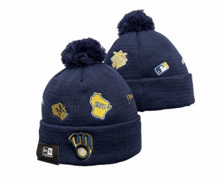 MLB Milwaukee Brewers New Era Navy Identity Cuffed Beanies Knit Hat 3006