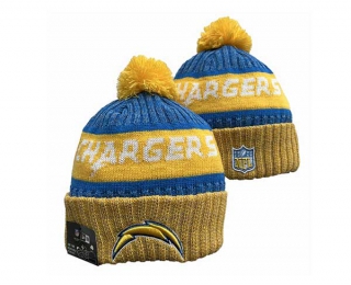NFL Los Angeles Chargers New Era Blue Gold 2023 Sideline Tech Cuffed Beanies Knit Hat 3024