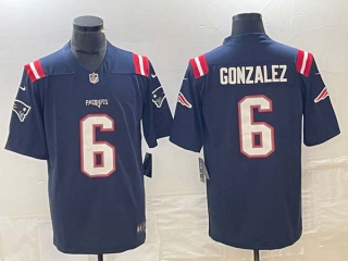 Men's NFL New England Patriots #6 Christian Gonzalez Navy 2023 F.U.S.E Vapor Untouchable Limited Stitched Football Jersey