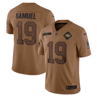 Men's NFL San Francisco 49ers #19 Deebo Samuel 2023 Brown Salute To Service Limited Football Stitched Jersey