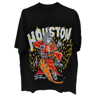 Men's Warren Lotas x NBA Houston Rockets Black Short sleeves Tee Shirt (1)